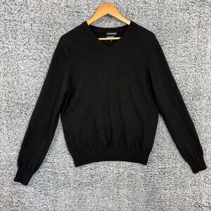 Mantovani Studio Sweater Mens Medium Black Cashmere V Neck Pullover Made Italy